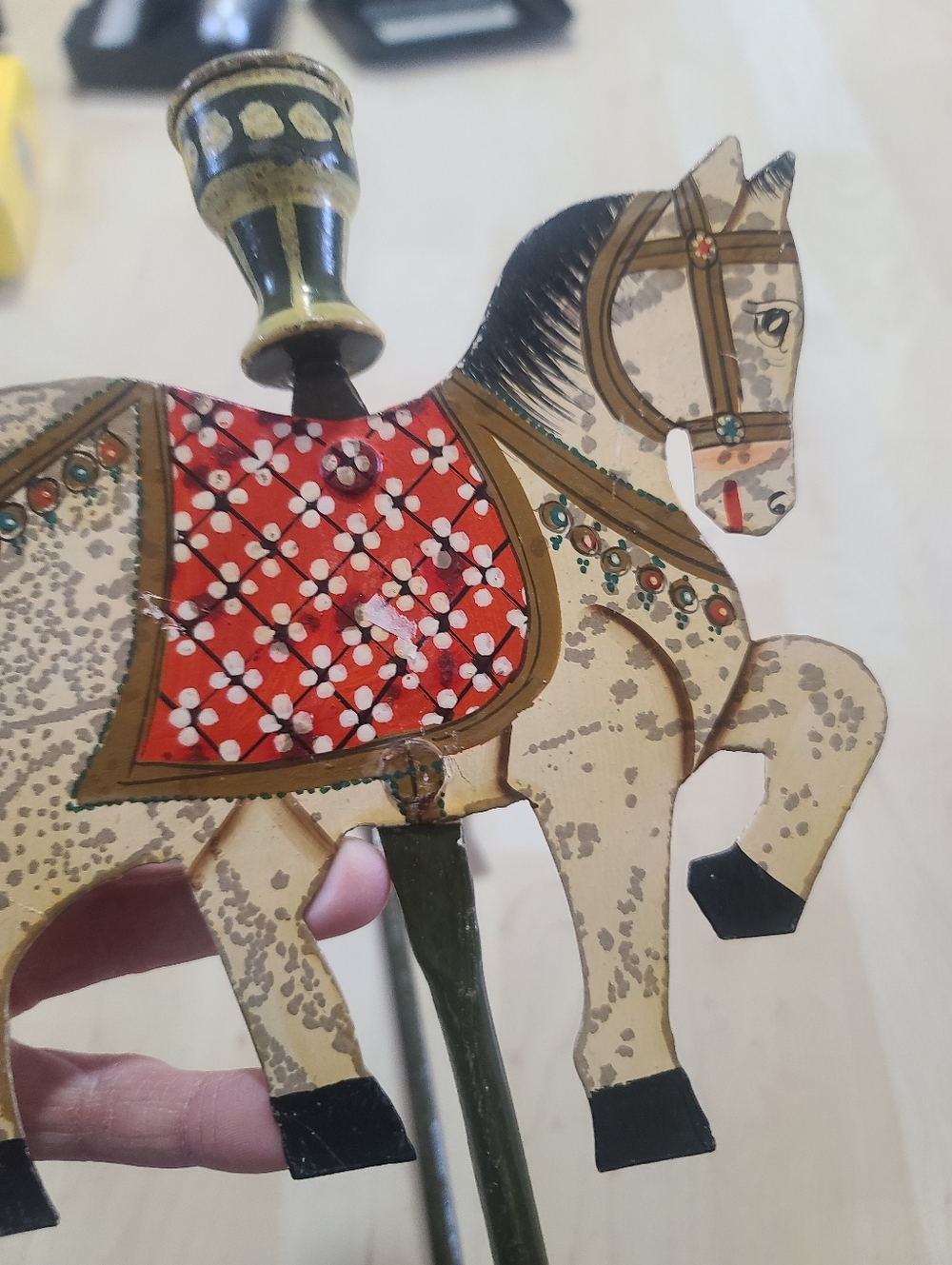 Pier 1 Tall Wrought Iron Hand-Painted Folk Carousel Horse Wall Candle Holders X2 - Picture 12 of 12